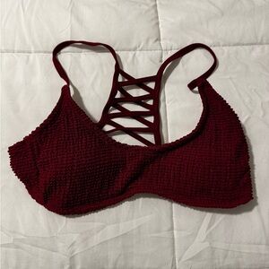 Women's Burgundy Textured Bikini Top